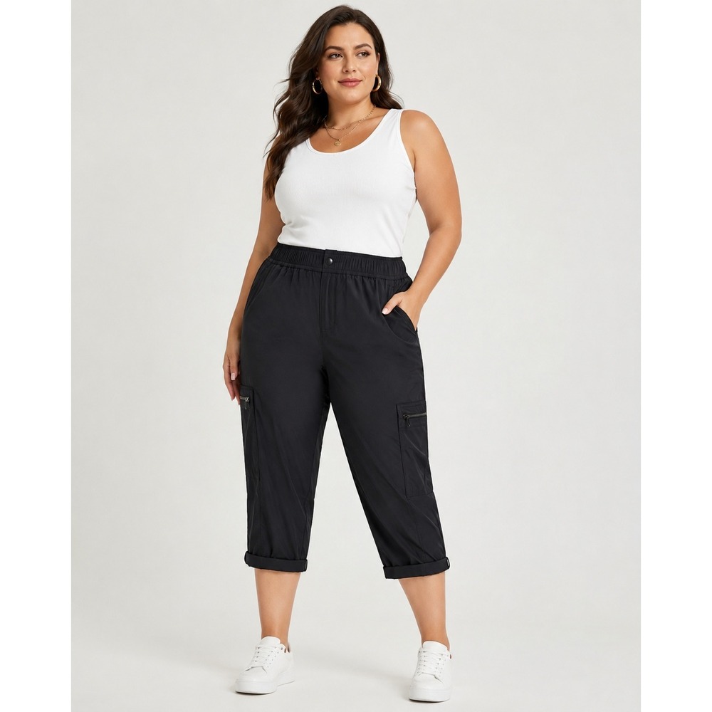 Kinesis Active Project Womens Black Cargo Joggers Nylon Stretch Pants Size
1X